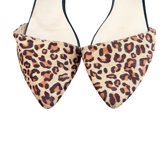 Breckelle's Leopard Print Ankle Strap‎ Pointed Toe D'orsay Flat Shoes - Picture 2 of 12
